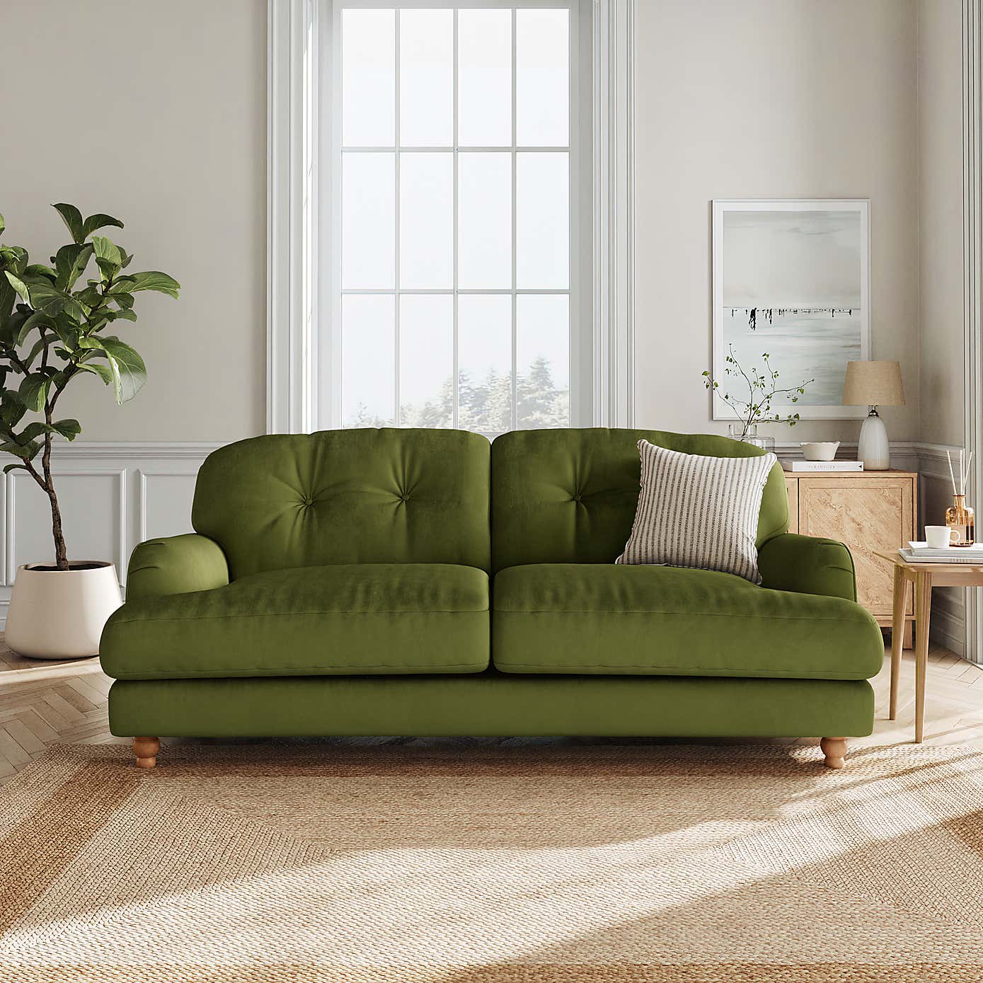Martha Matte Plush Velvet 3 Seater Sofa