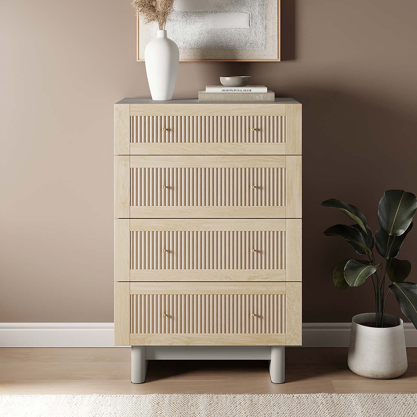 Maeva 4 Drawer Chest, Light Oak Effect