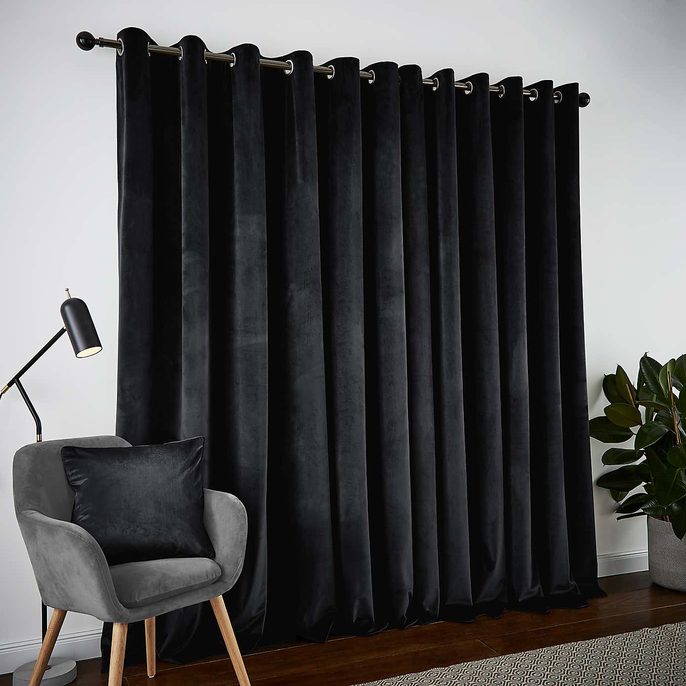 Recycled Velour Eyelet Curtains