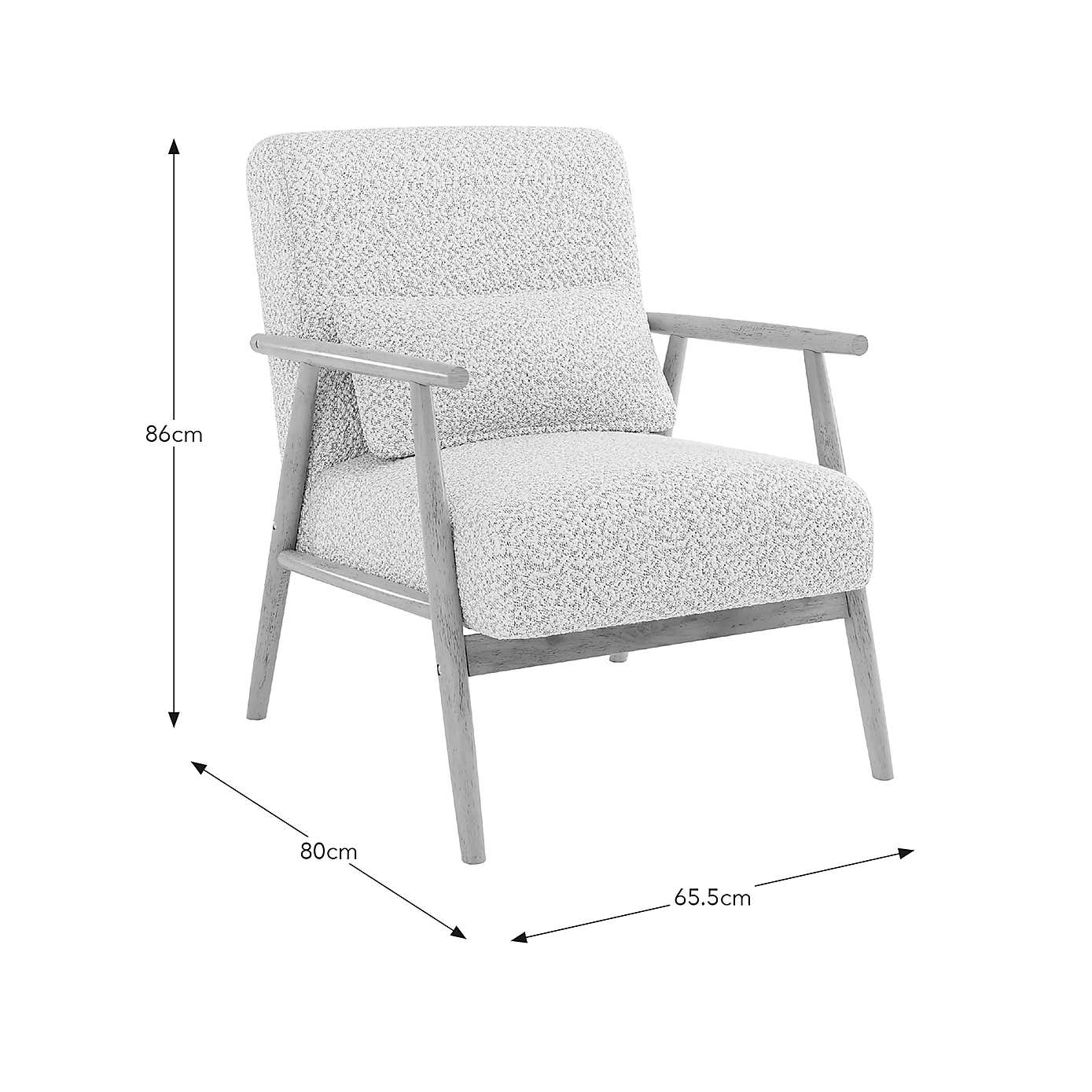 Alpine Spindle Boucle Wooden Arm Accent Chair