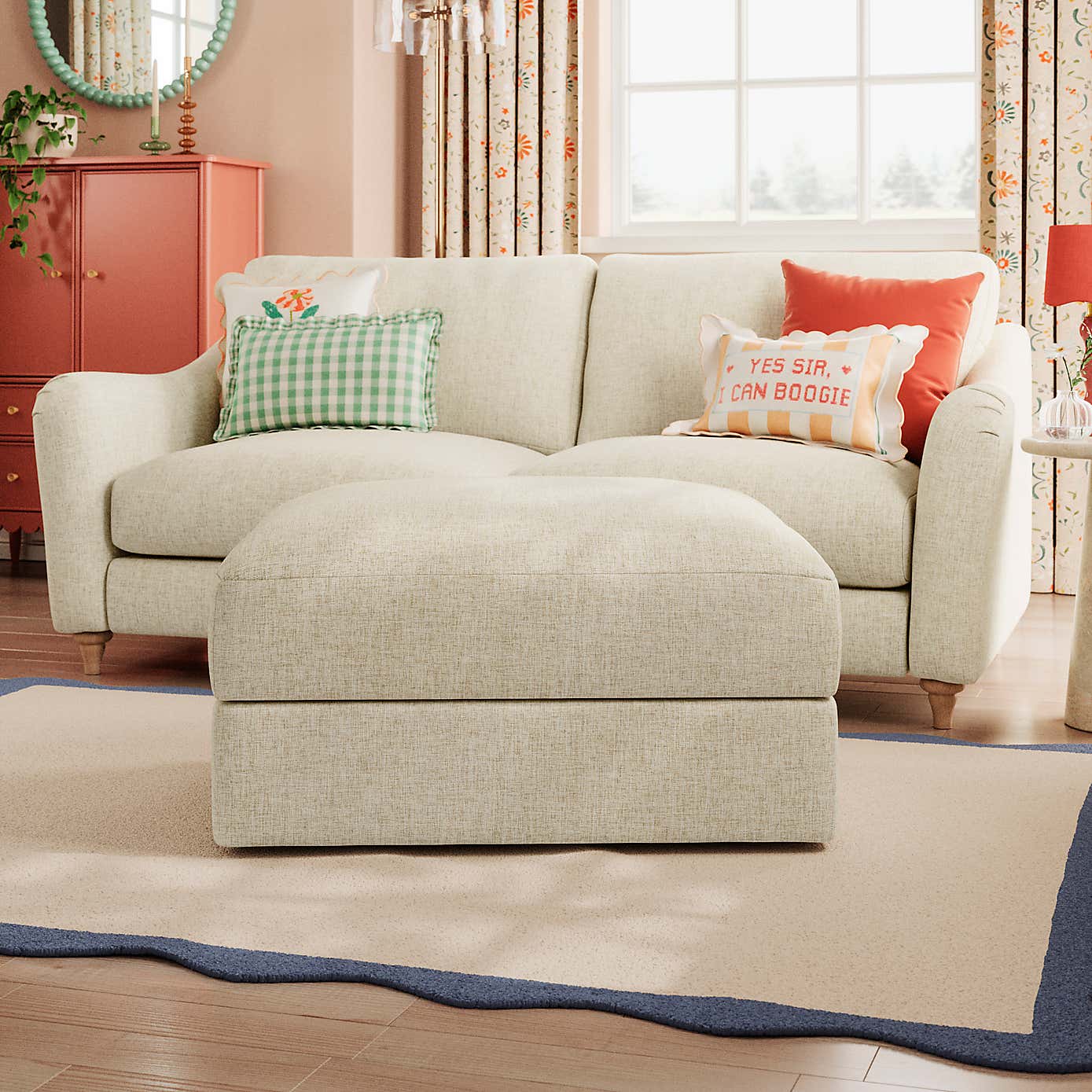 Hattie Slub Faux Linen Storage Footstool