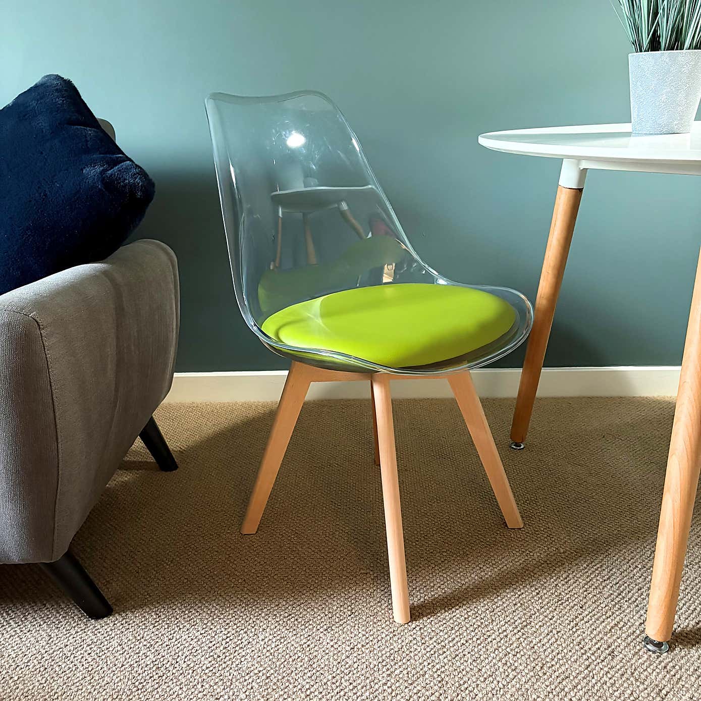 Fusion Living Soho Clear Plastic Dining Chair with Squared Legs