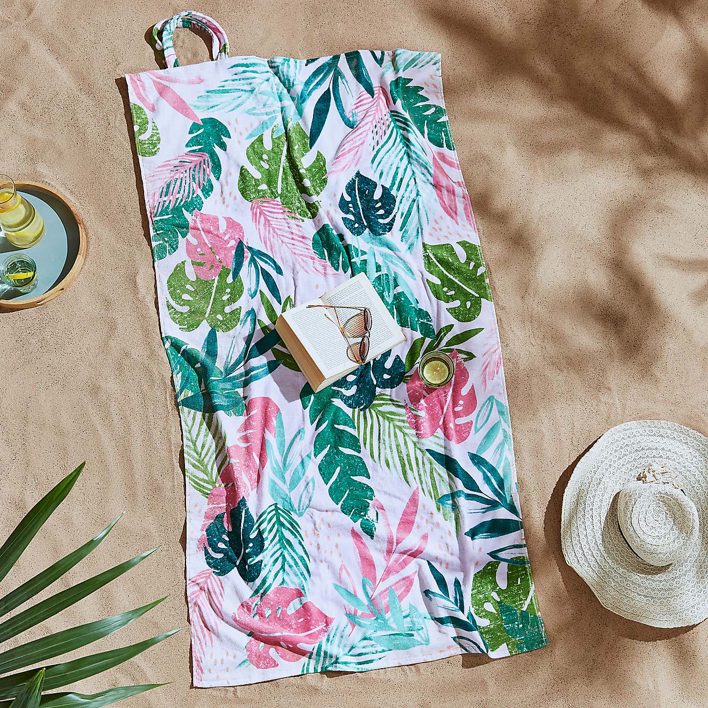 Catherine Lansfield Tropical Palm 2-in-1 Beach Towel and Bag