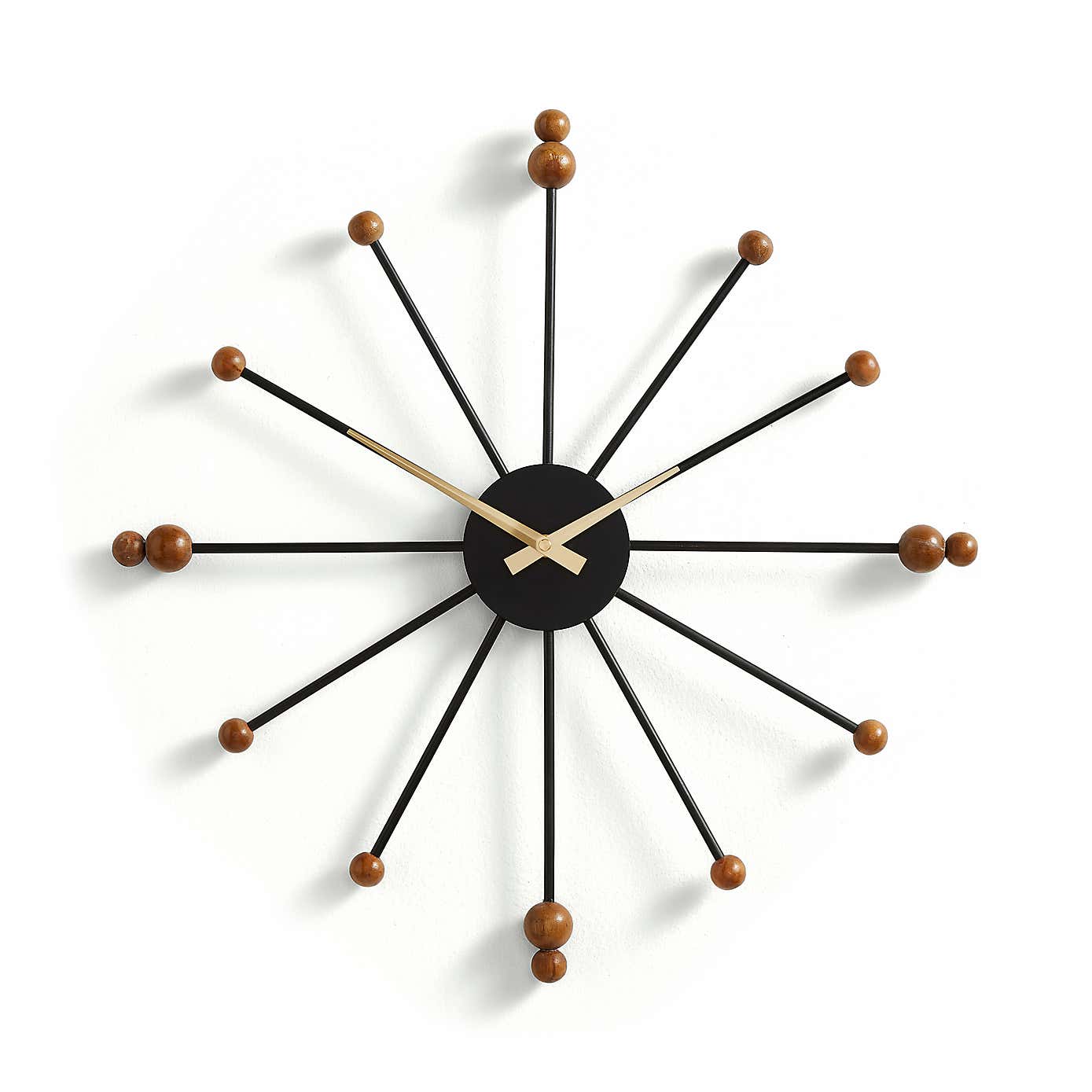 Elements Sputnik Wood Effect Clock, 50cm