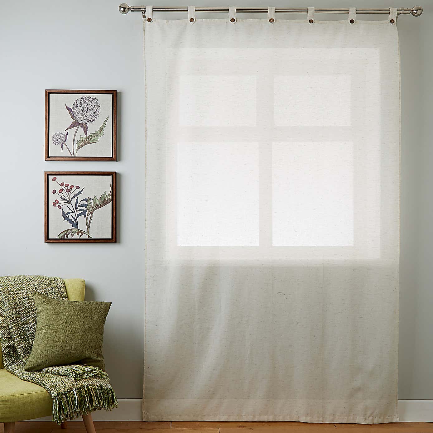 Marley Linen Natural Sheer Tab Top Single Voile Panel