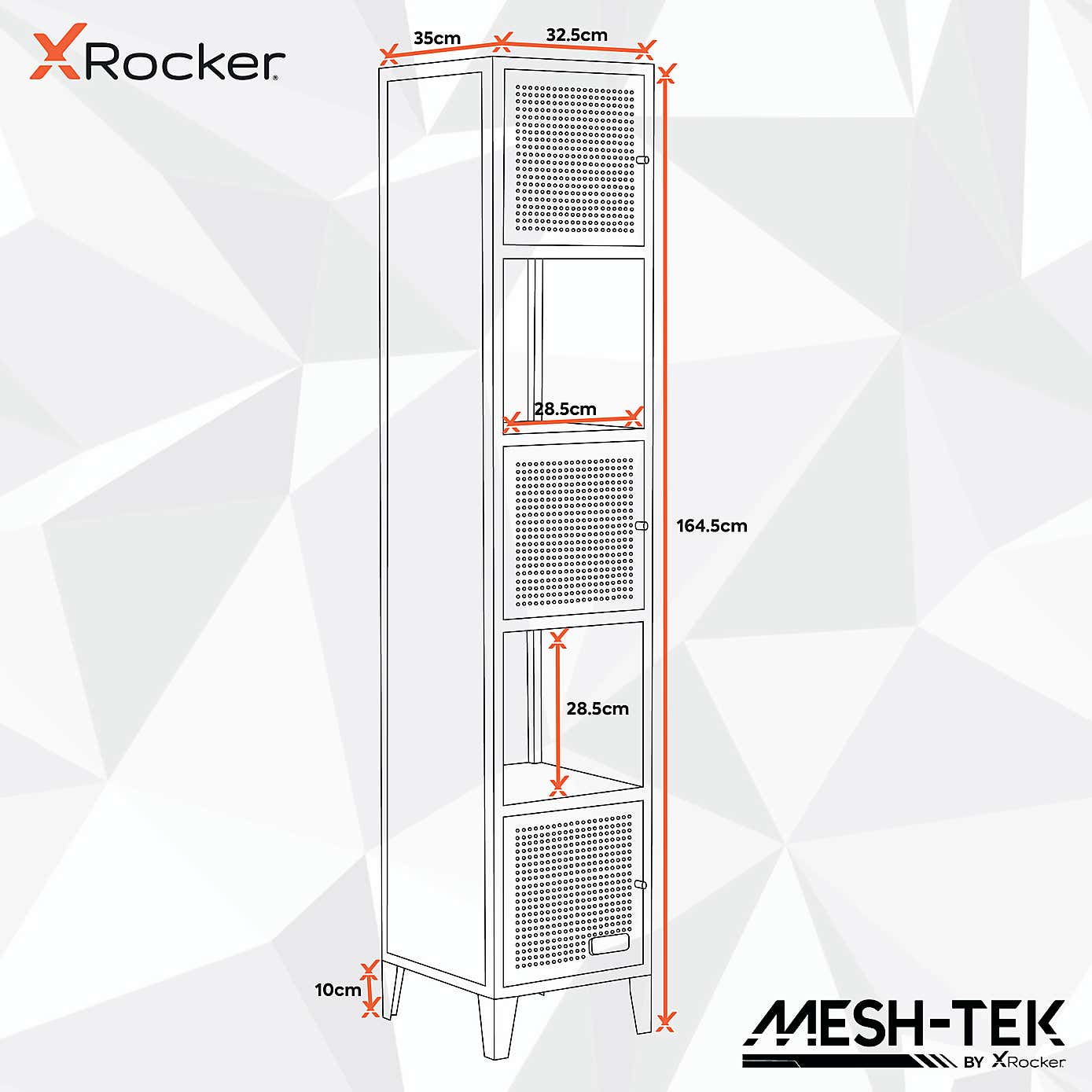 X Rocker Mesh Tek Tall 5 Cube Storage Unit