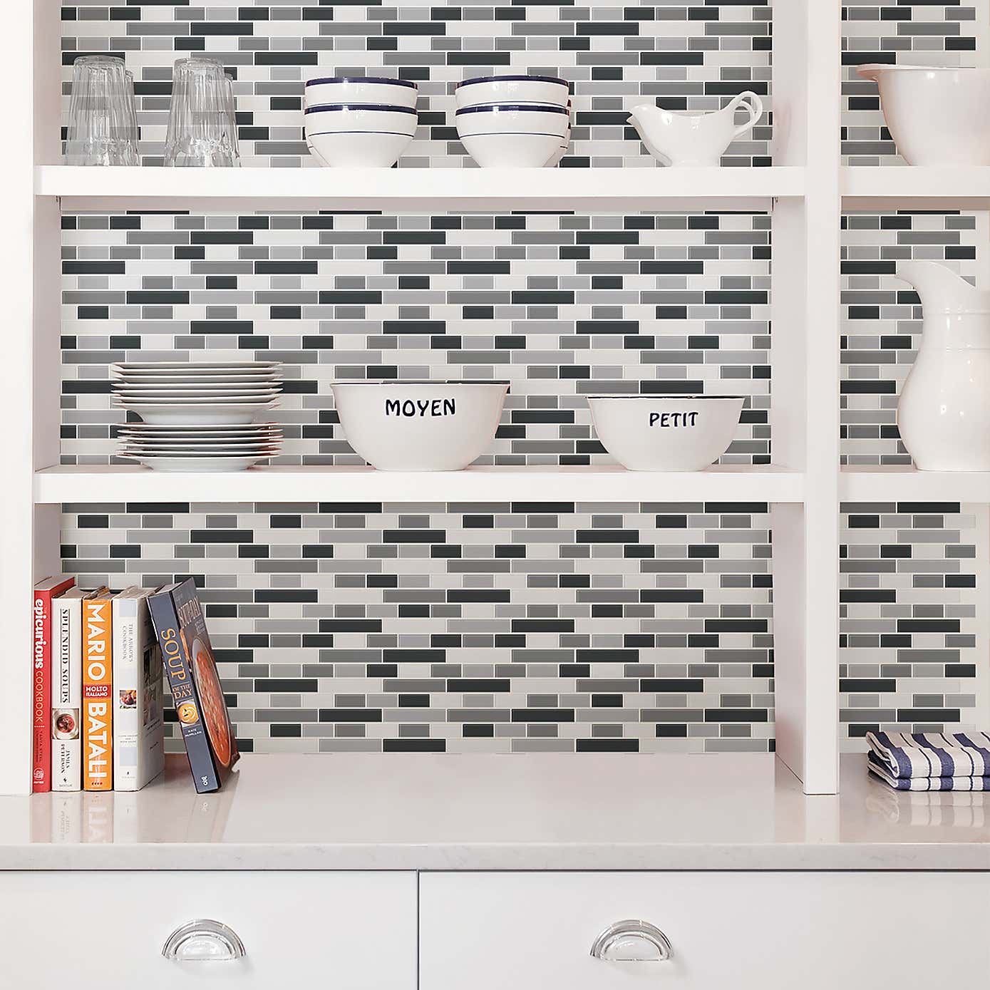 InHome Smoked Glass Self Adhesive Backsplash Tiles