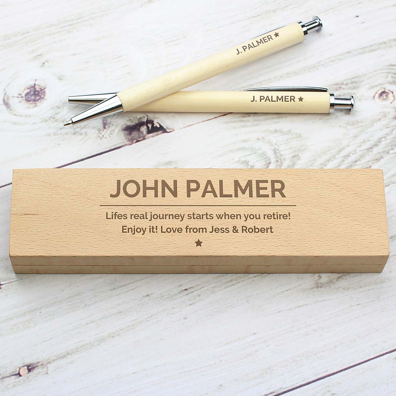 Personalised Classic Wooden Pen and Pencil Box Set