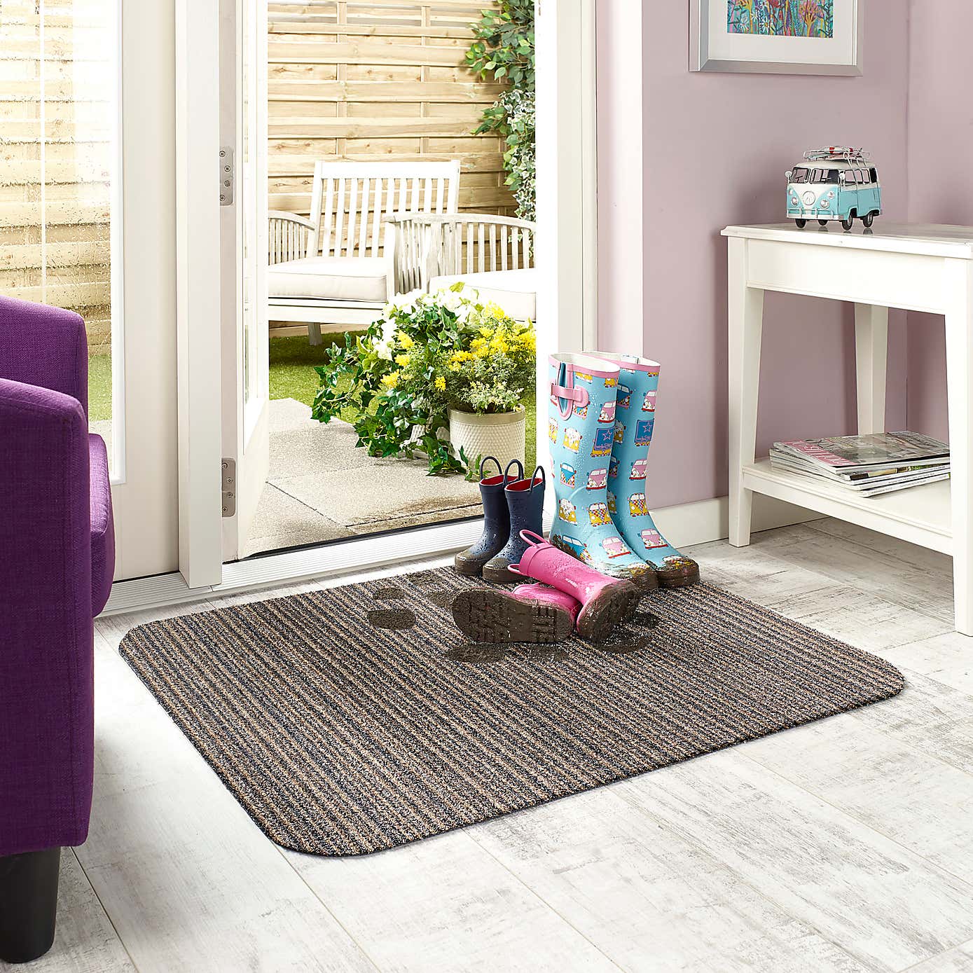 Marvel Striped Washable Cotton Utility Mat