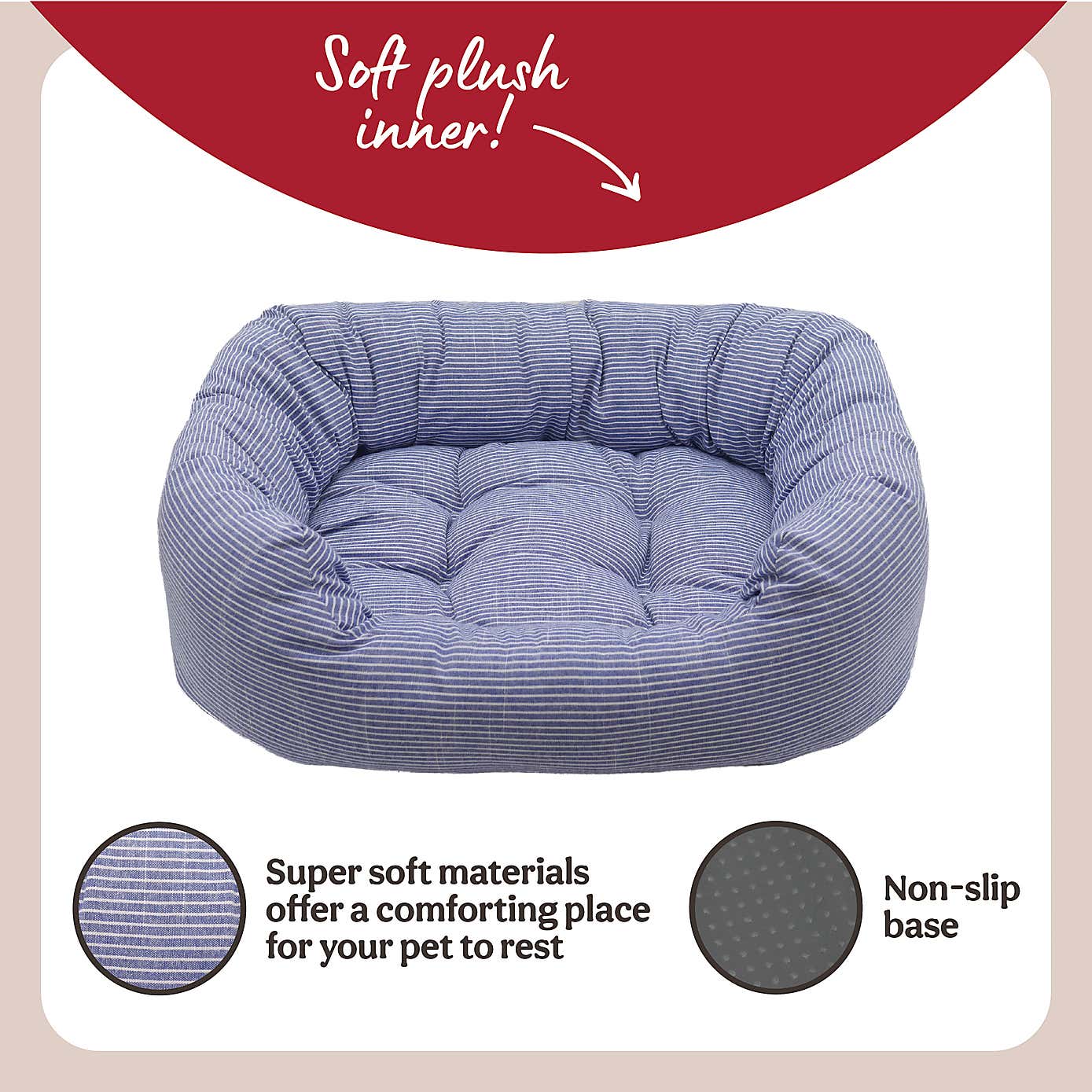 Rosewood Blue Sky Striped Pet Bed