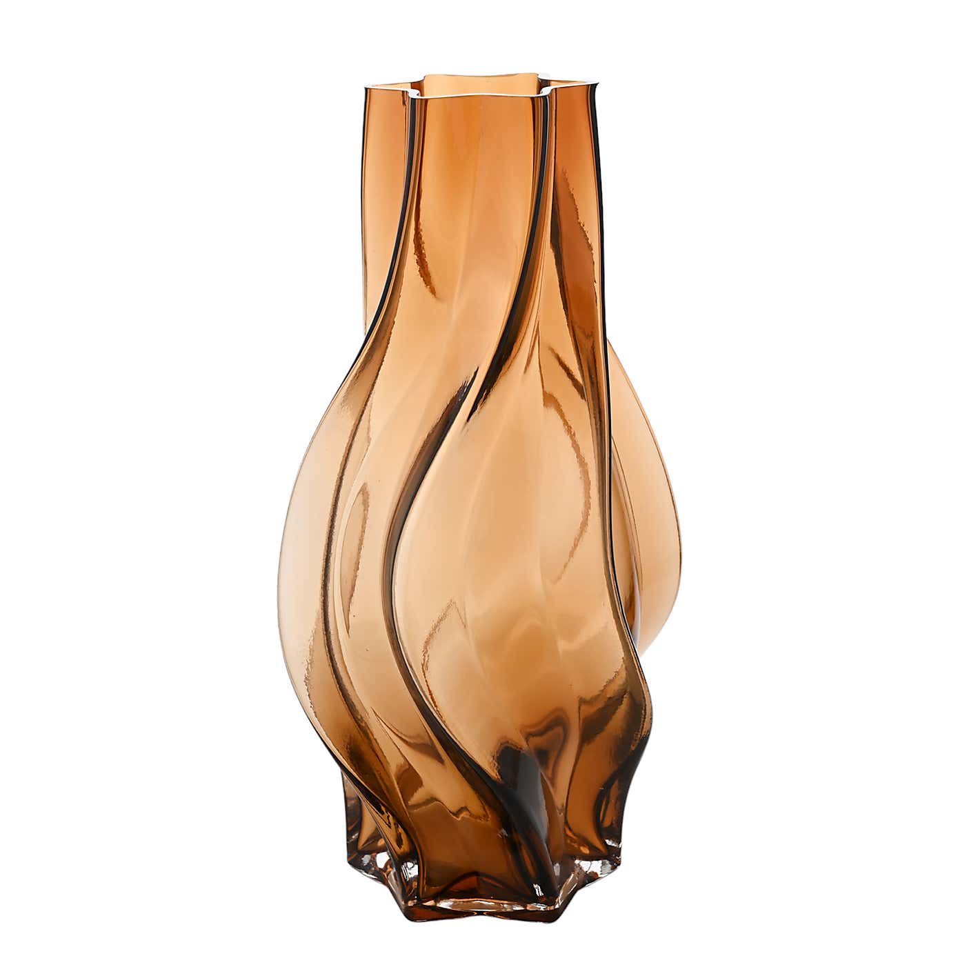 Hestia Amber Swirl Glass Vase