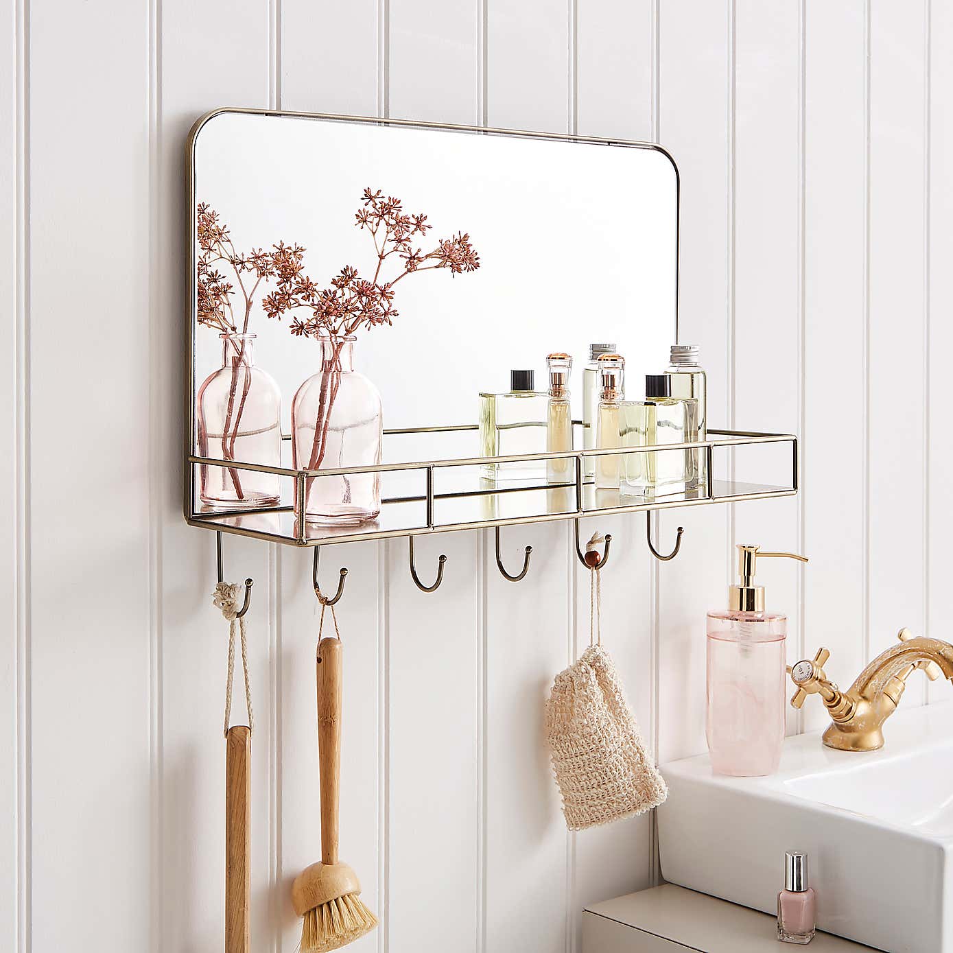 Heart and Soul Rectangle Wall Mirror with Hooks