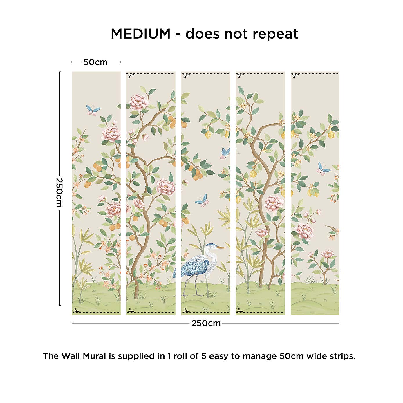 Cranberry and Laine Chinoiserie Floral Wall Mural