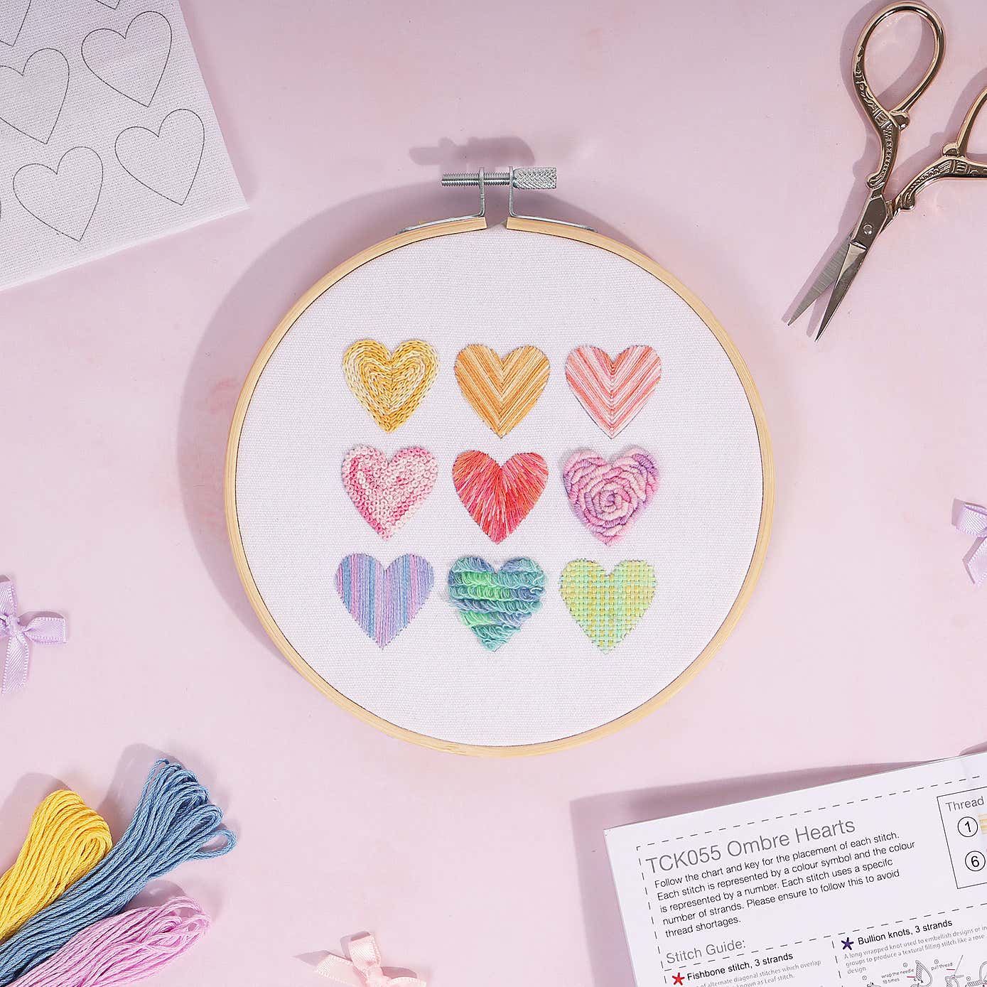 Embroidery Kit Ombre Hearts