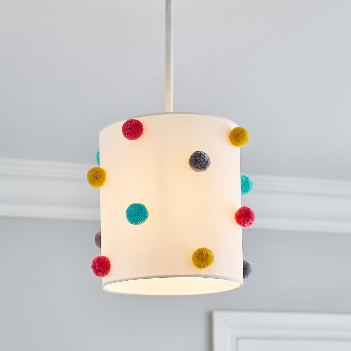 Multi Colour Pom Pom Lamp Shade