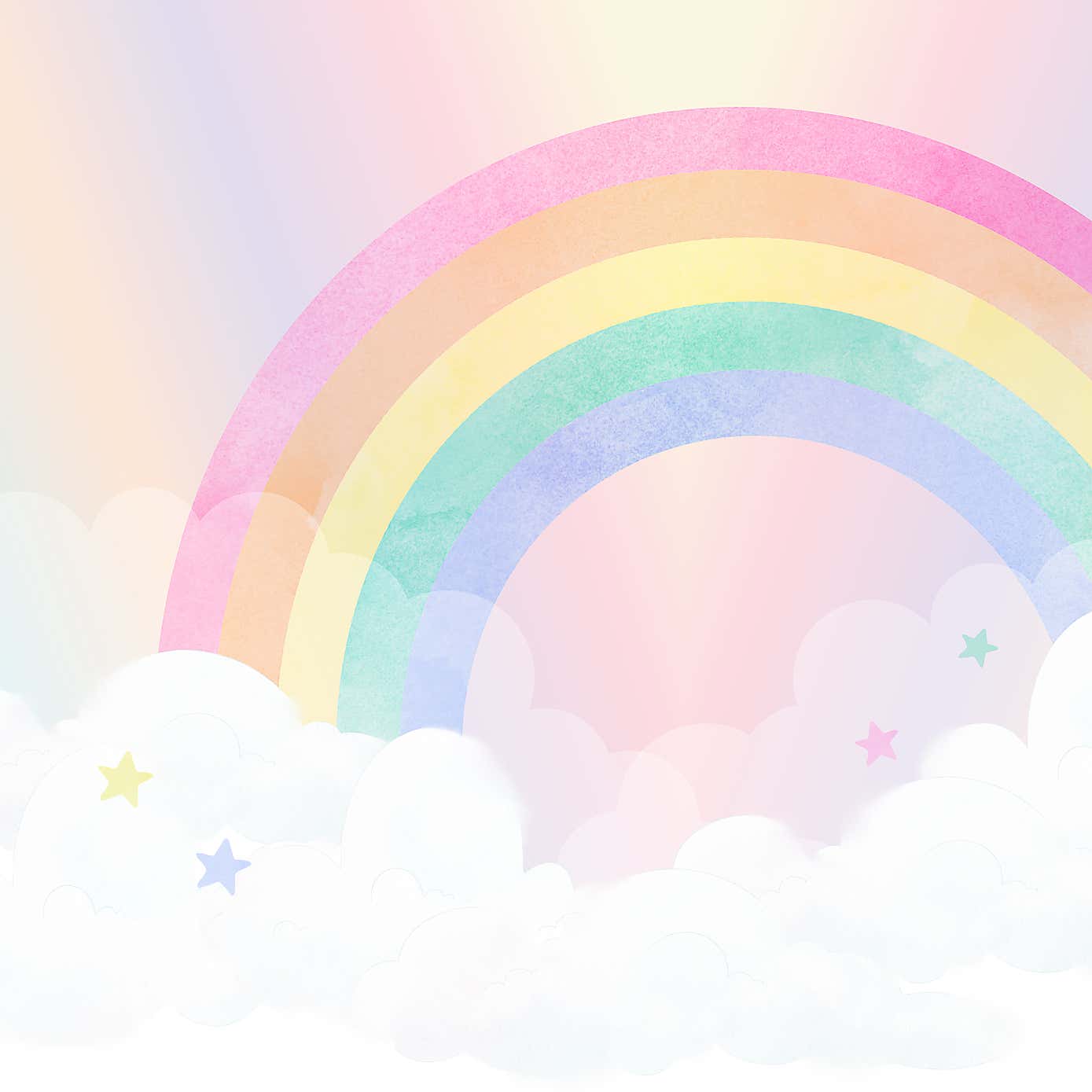 Watercolour Rainbow Wall Mural