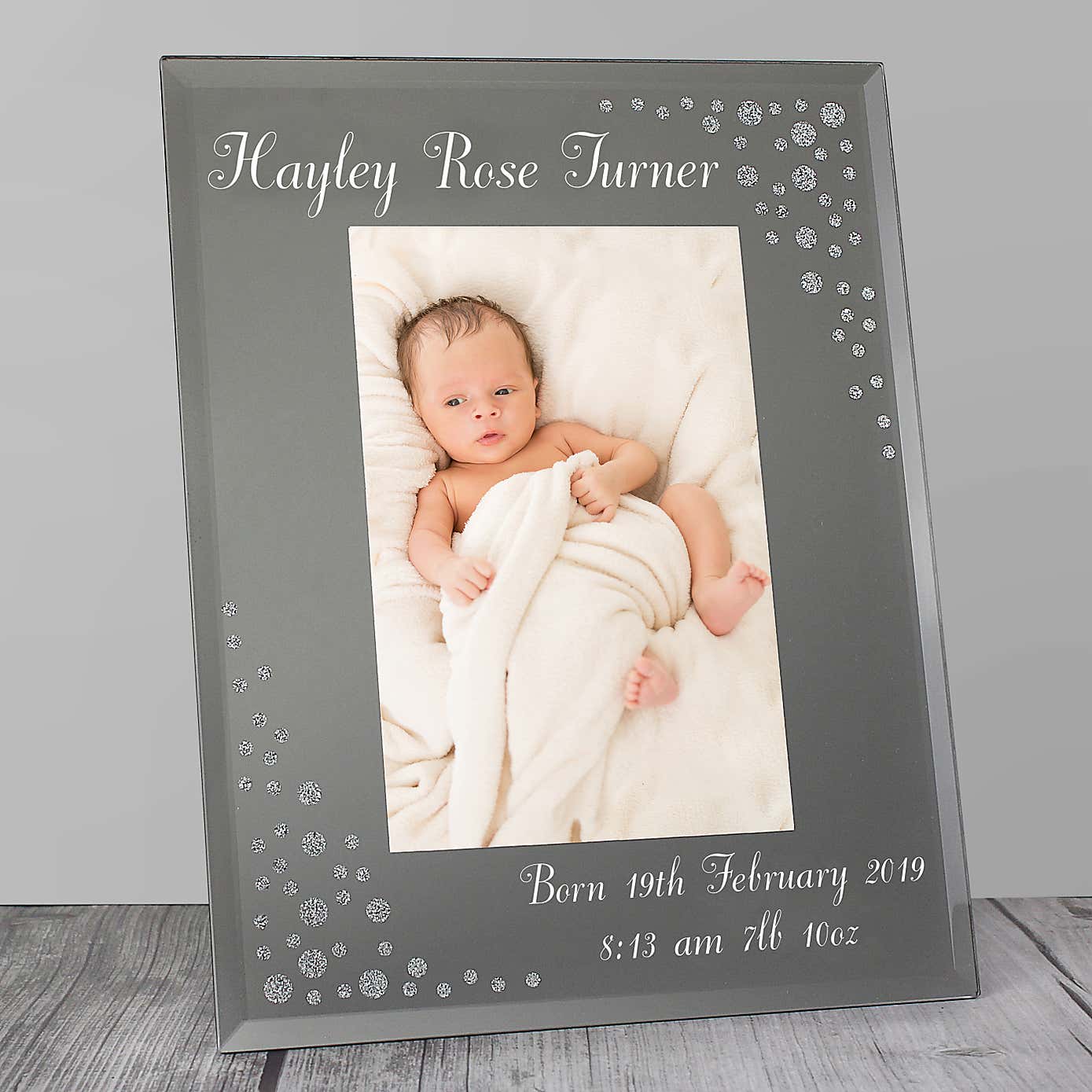 Personalised Classic Diamante Glass Portrait Photo Frame