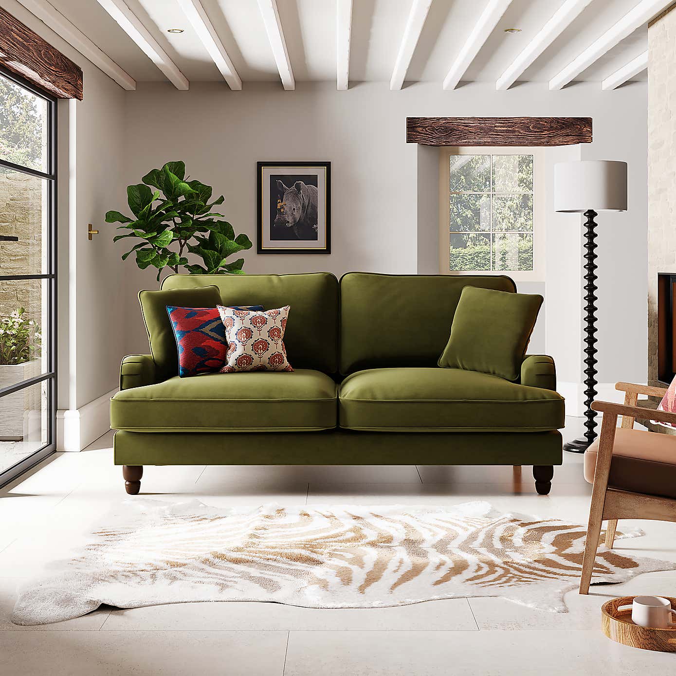 Beatrice Matte Velvet 3 Seater Double Sofa Bed