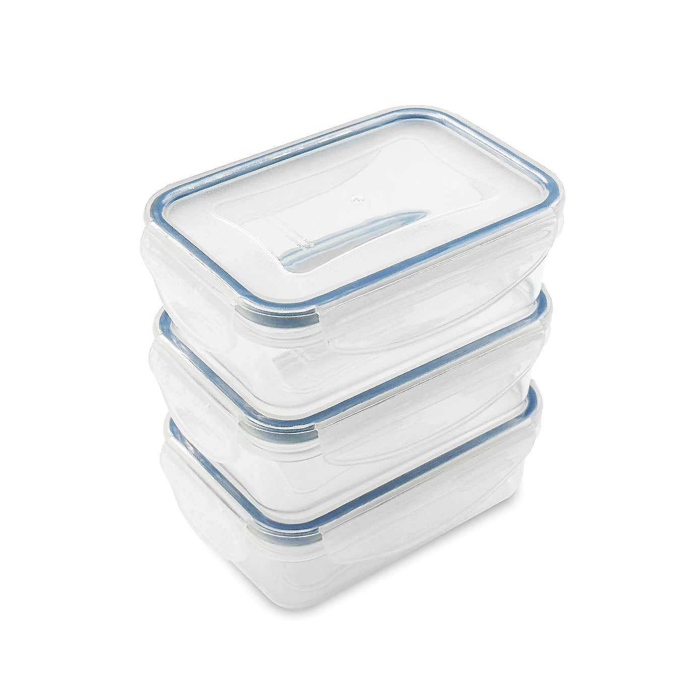 ADDIS Set of 3 Rectangular 0.24L Clip Tight Storage Containers