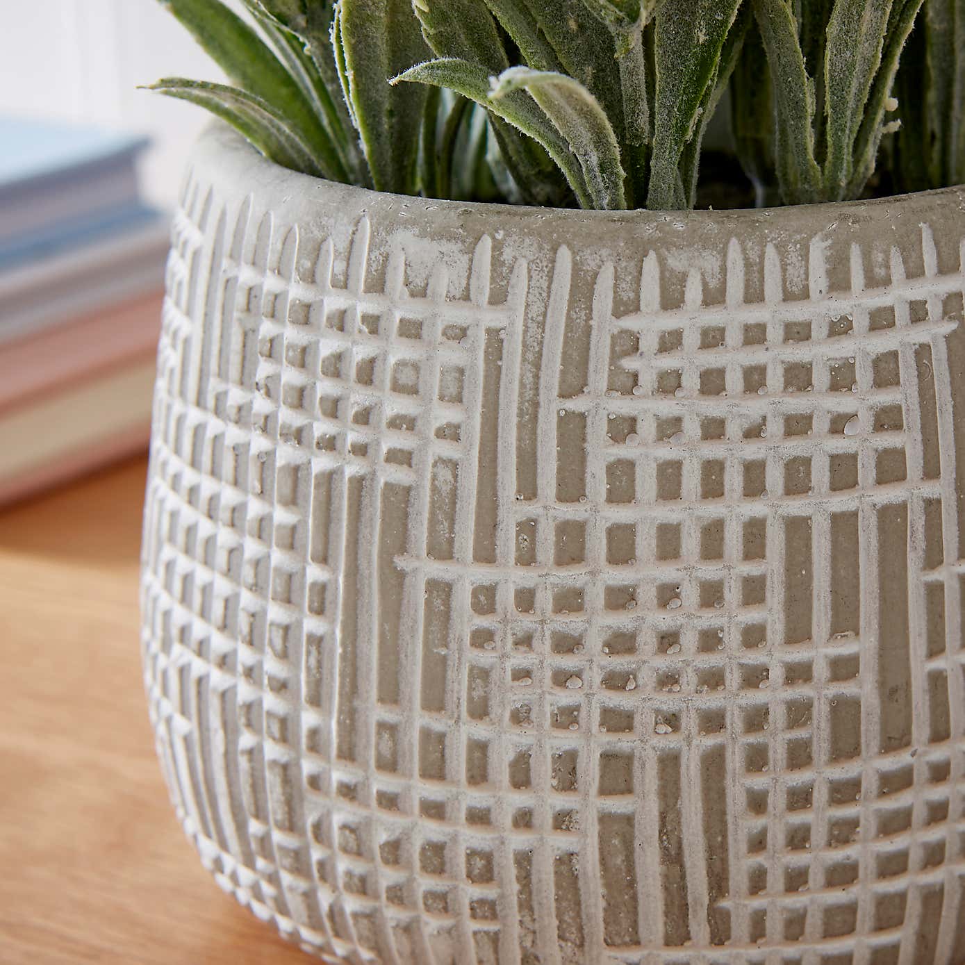 Artificial Salvia in Grey Cement Pot