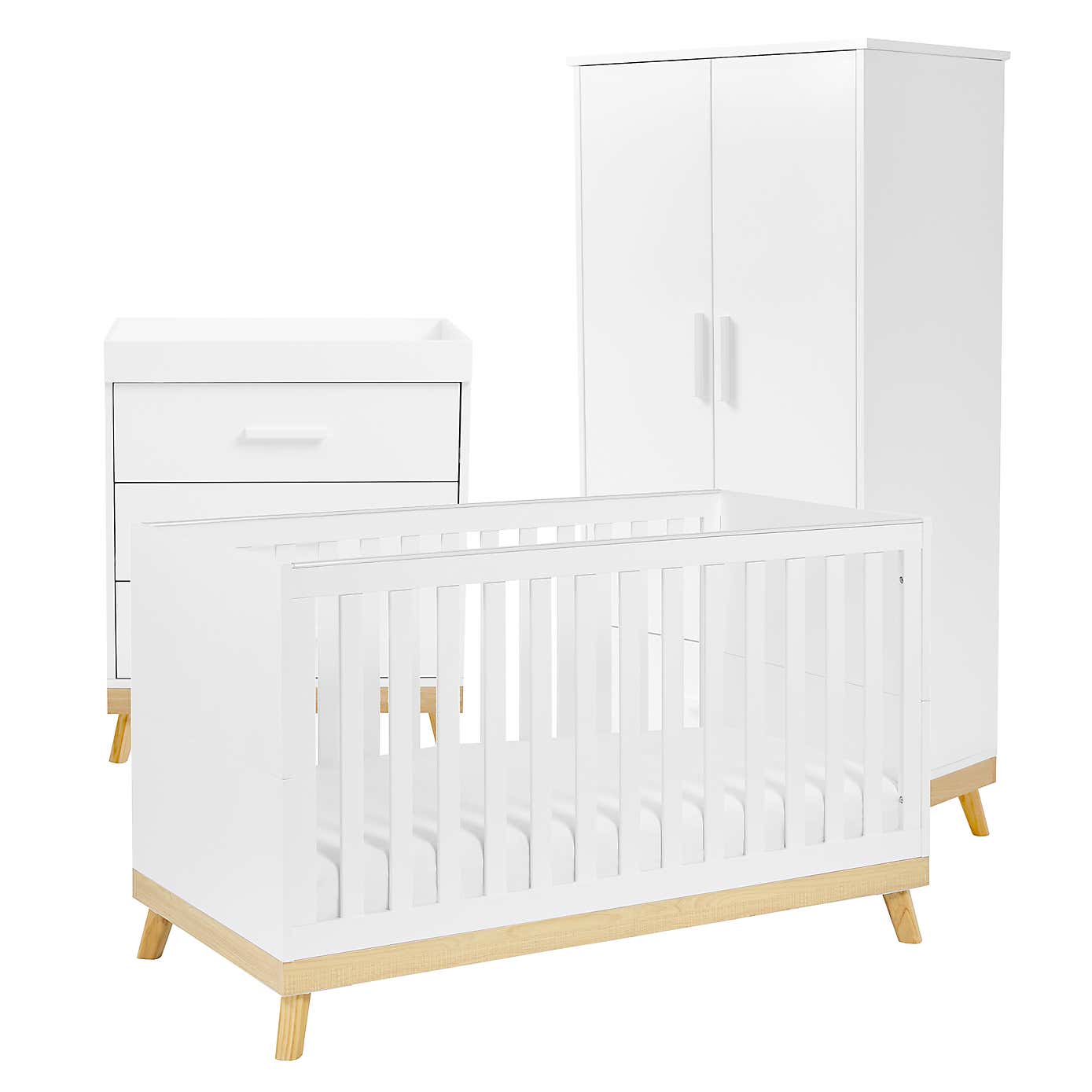 Mona 3 Piece Nursery Room Set, White
