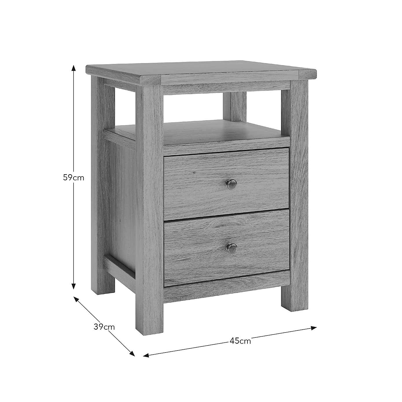Olney 2 Drawer Bedside Stone