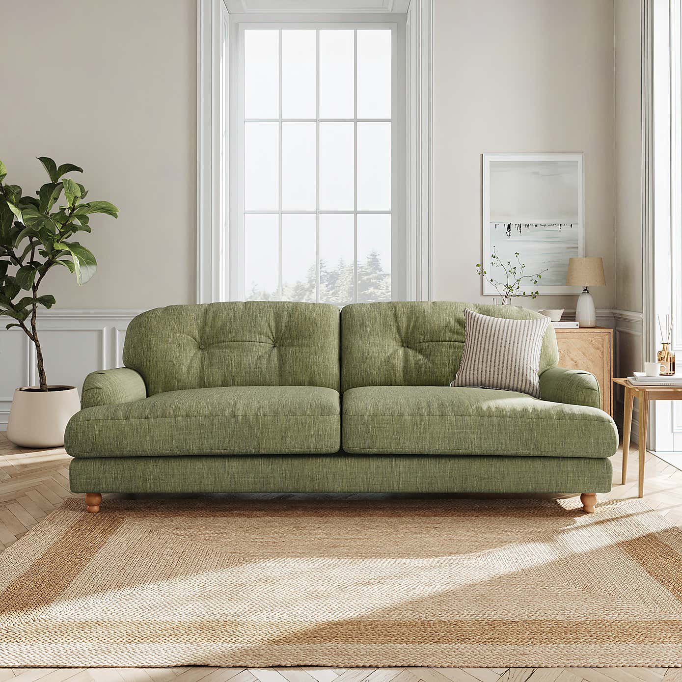 Martha Slub Faux Linen 4 Seater Sofa
