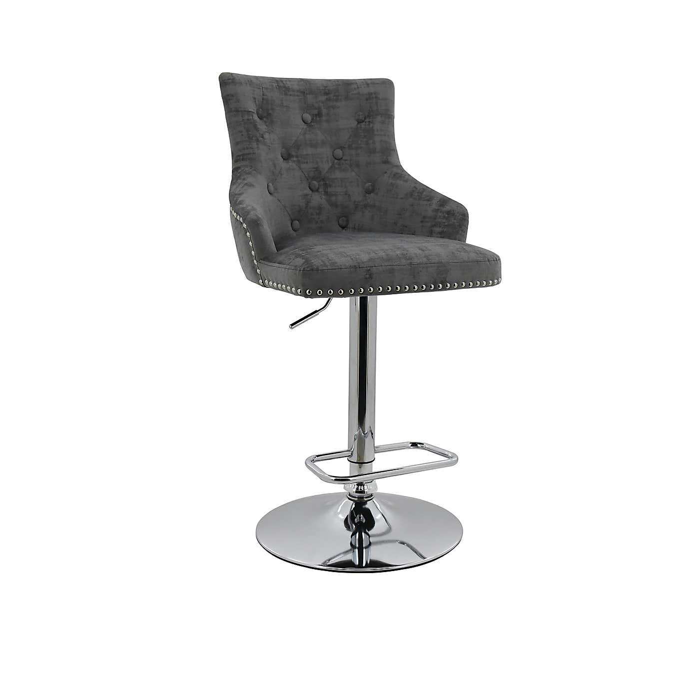 Selena Distressed Velvet Bar Stool