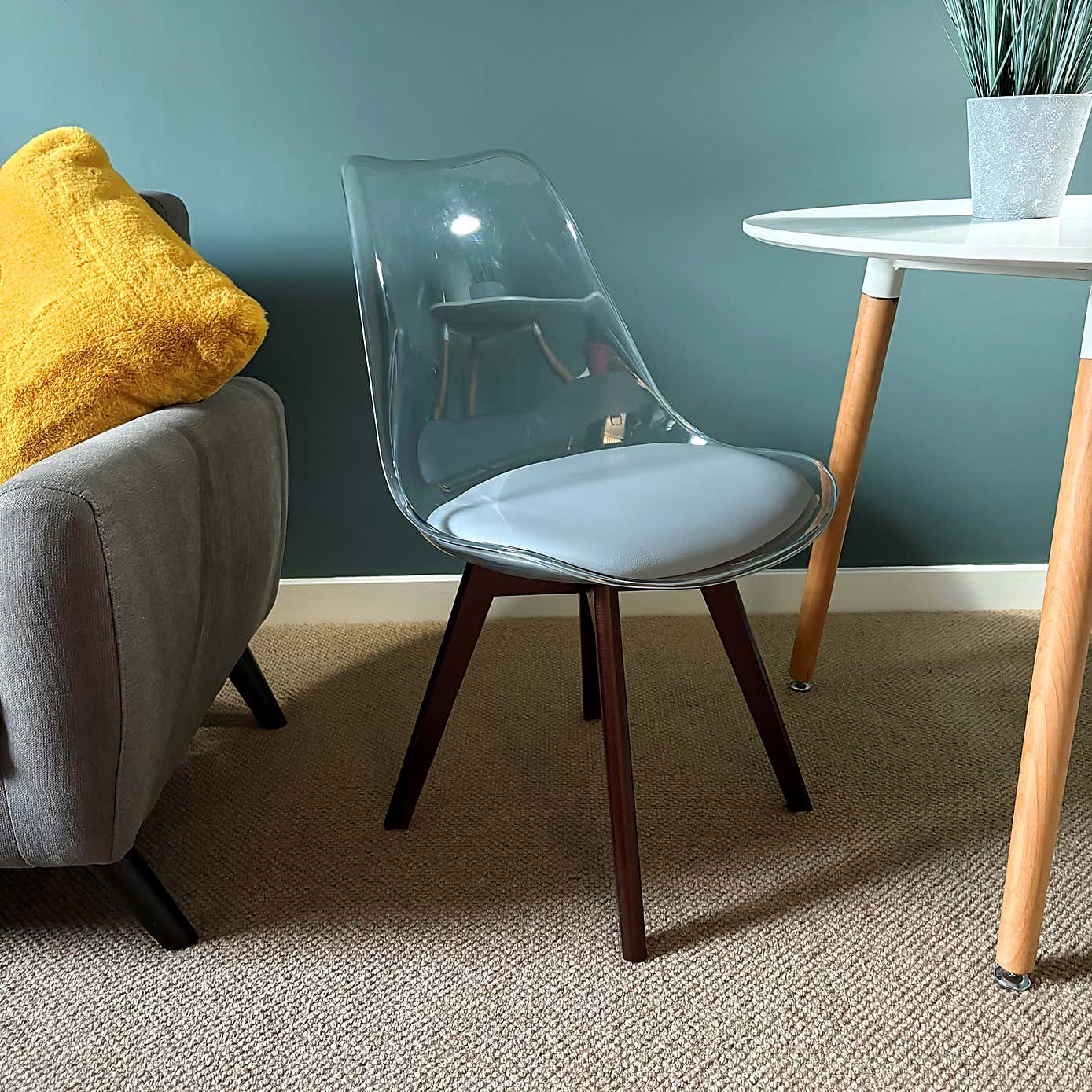 Fusion Living Soho Clear Plastic Dining Chair with Squared Legs