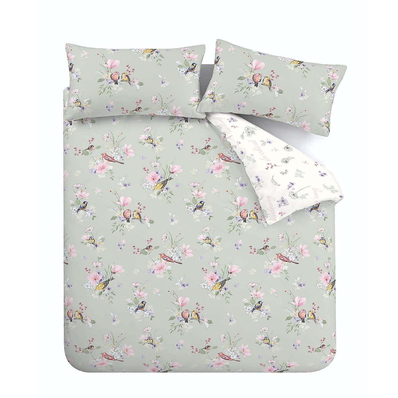 Catherine Lansfield Songbird Reversible Duvet Cover & Pillowcase Set