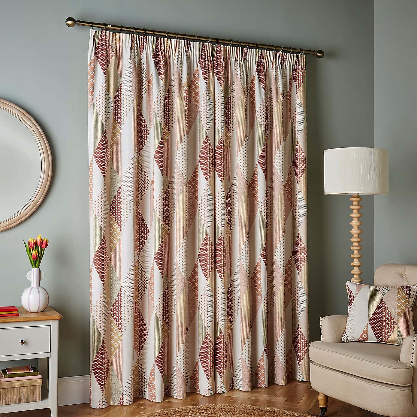 Patchwork Print Pencil Pleat Curtains