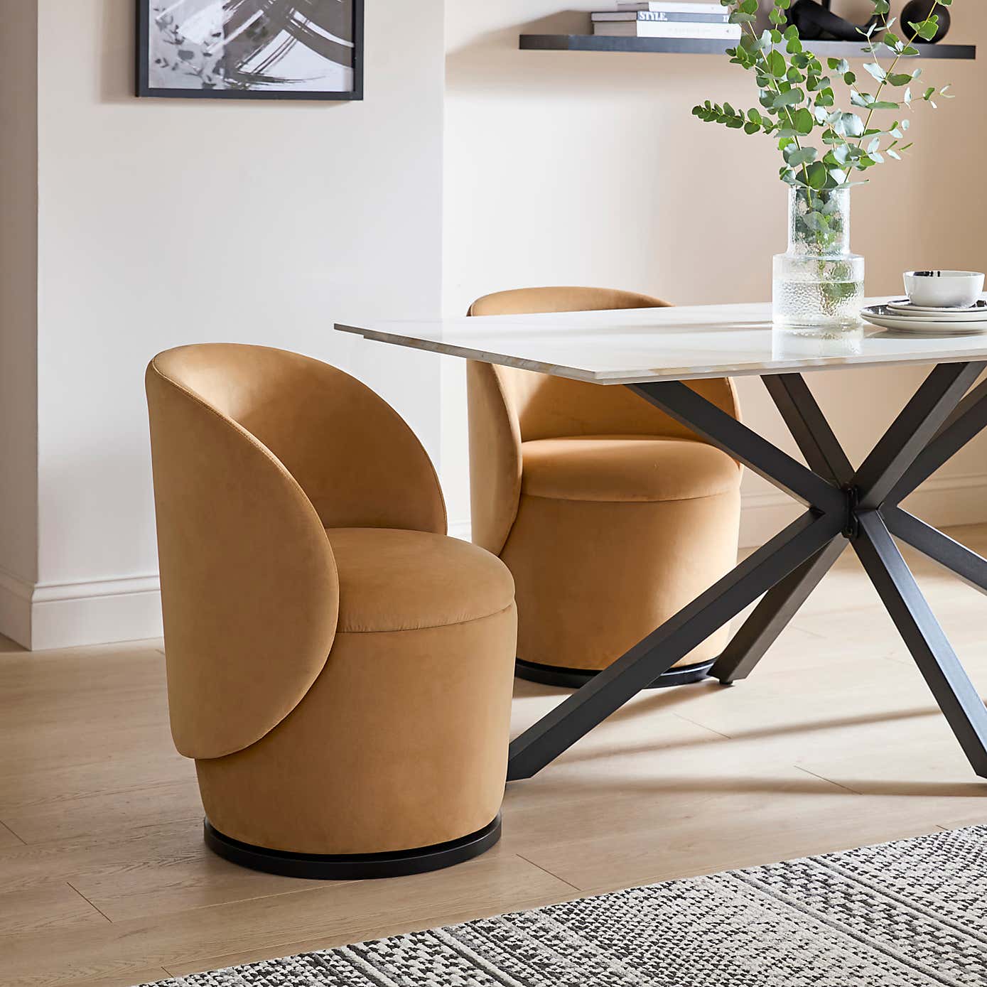 Jaylen Swivel Dining Chair, Velvet