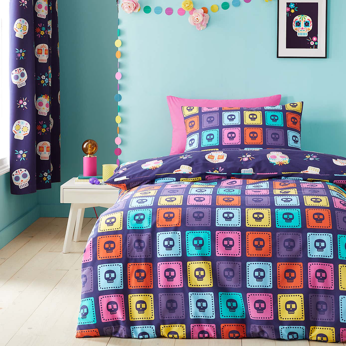 Catherine Lansfield Sugar Skull Fiesta Duvet Cover and Pillowcase Set
