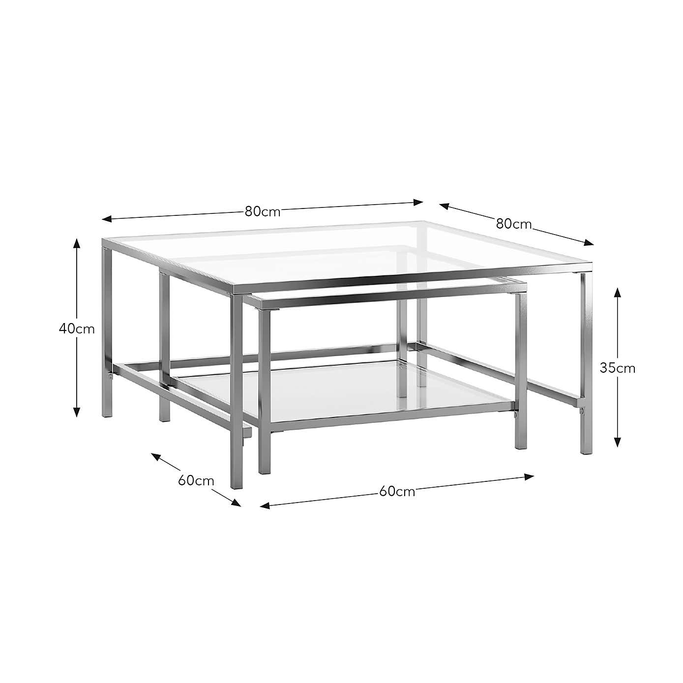 Sofia Glass Nest of Square Coffee Tables