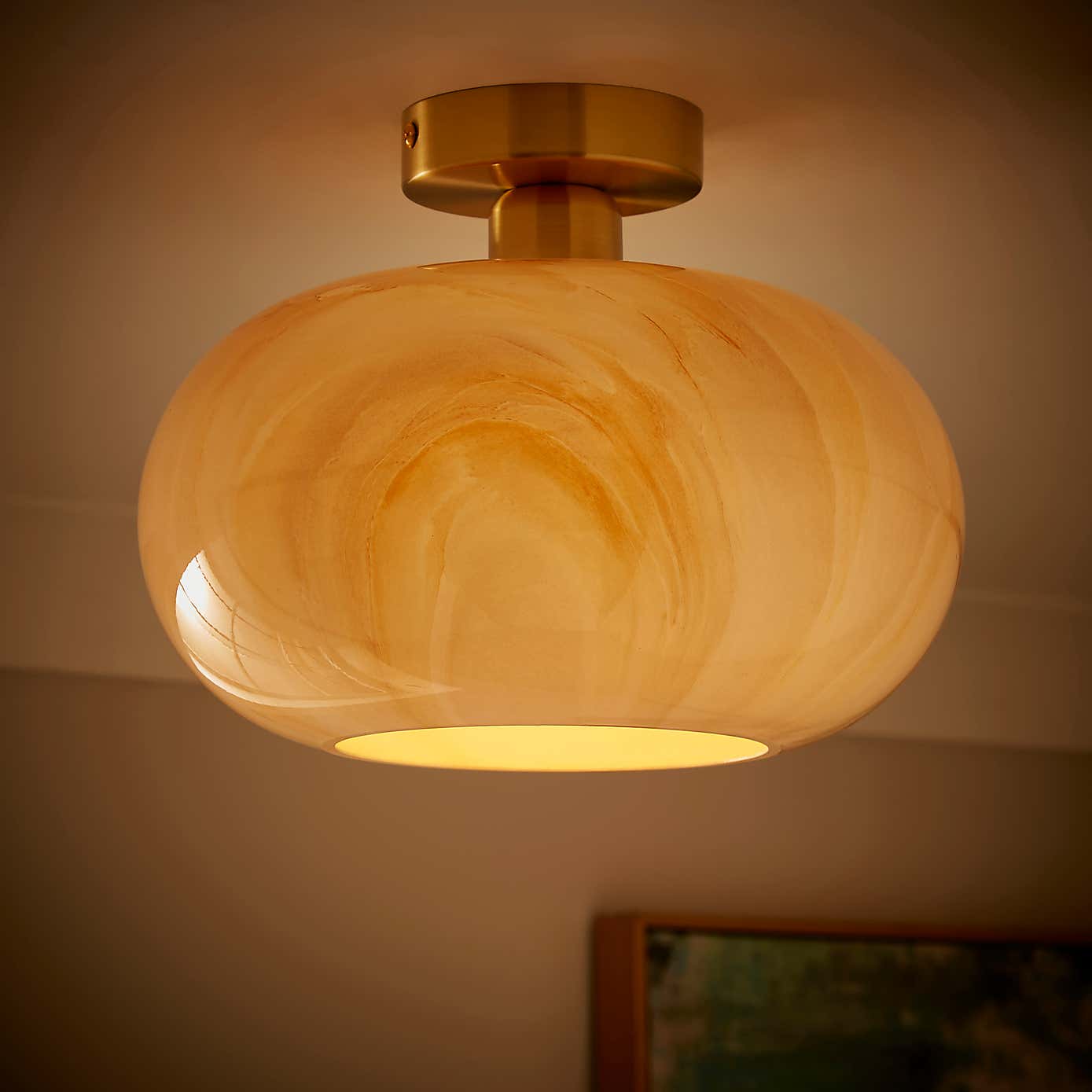 Lacey Alabaster Semi Flush Ceiling Light