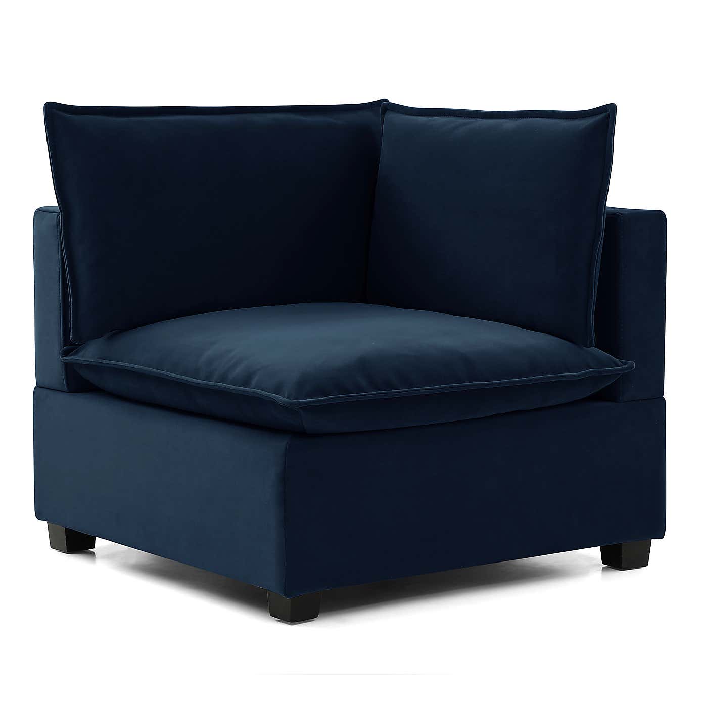 Moda 3 Seater Modular Sofa with Chaise, Navy Velvet