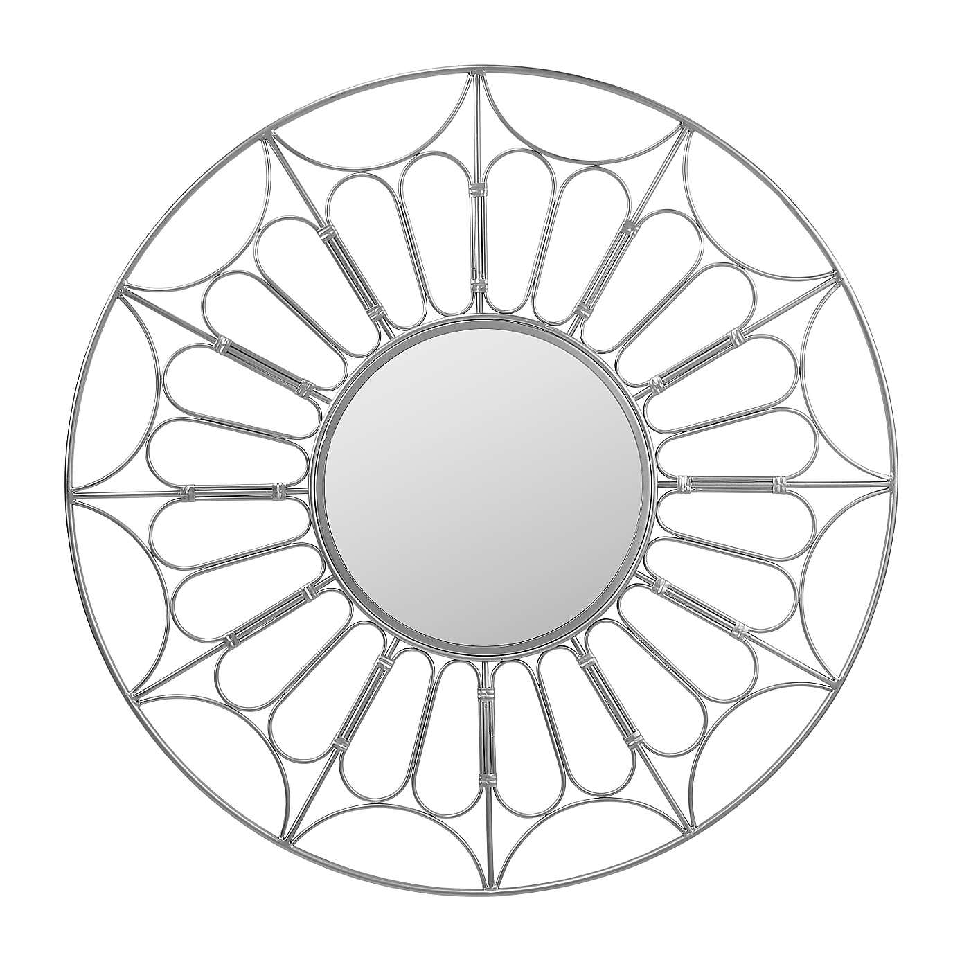 Metal Cane Effect Round Wall Mirror