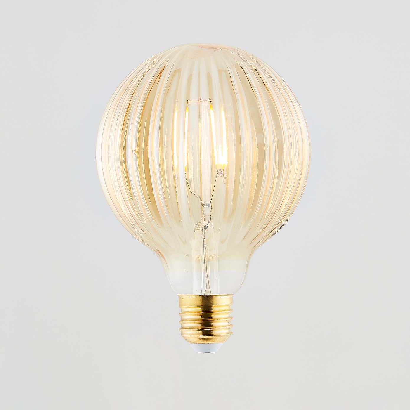 Bardot Ribbed Pumpkin Amber Glass Bulb