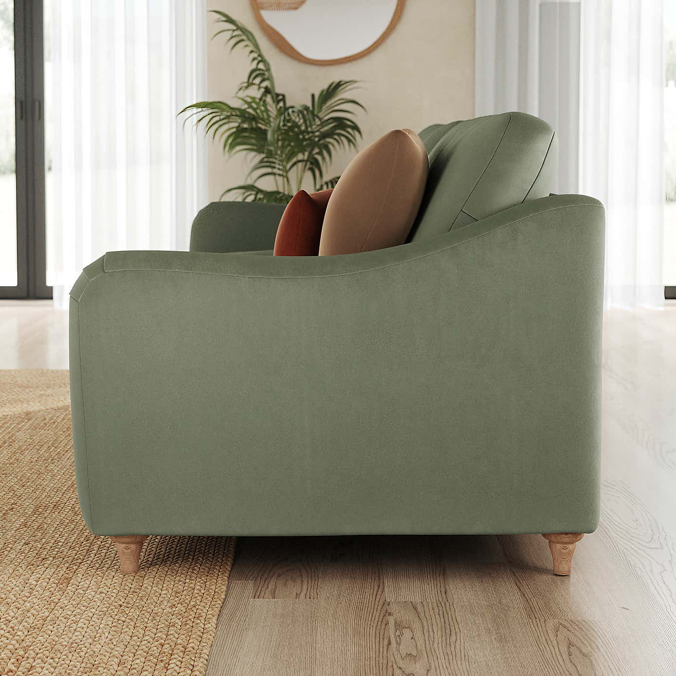 Hattie Matte Plush Velvet 3 Seater Sofa