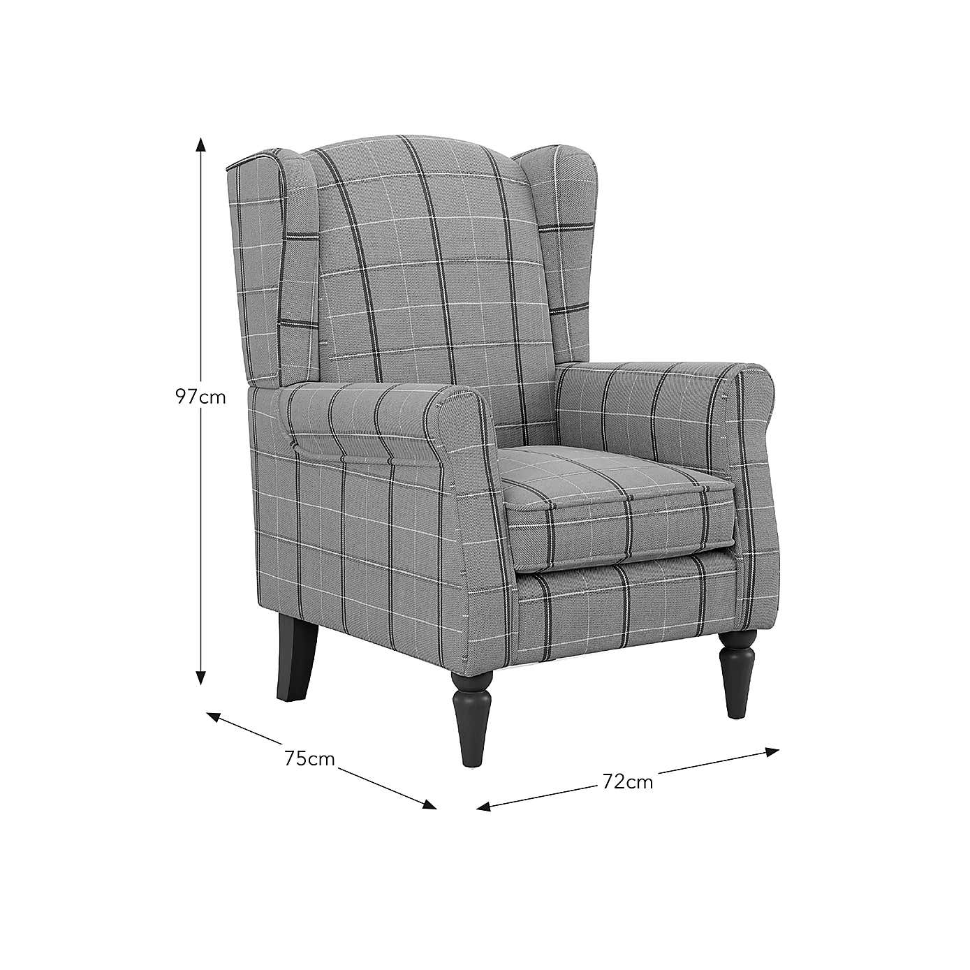 Oswald Check Armchair Green