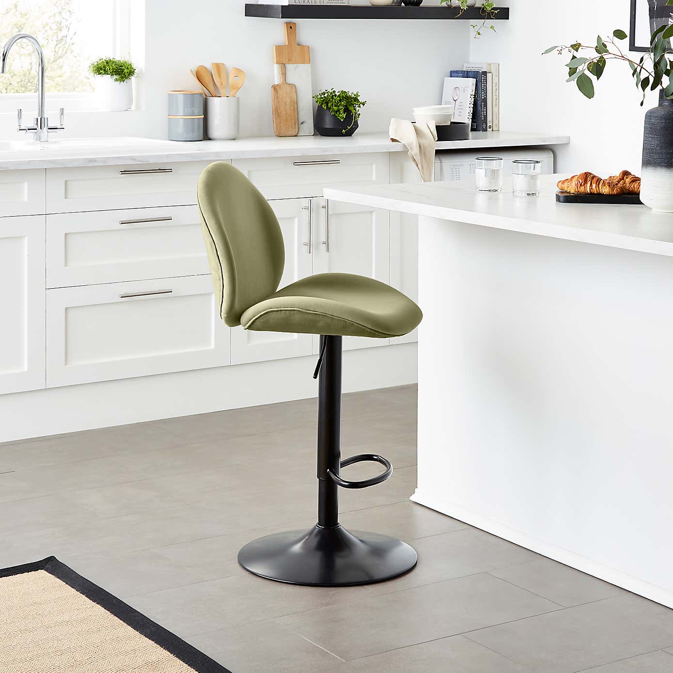 Jayde Adjustable Bar Stool, Velvet