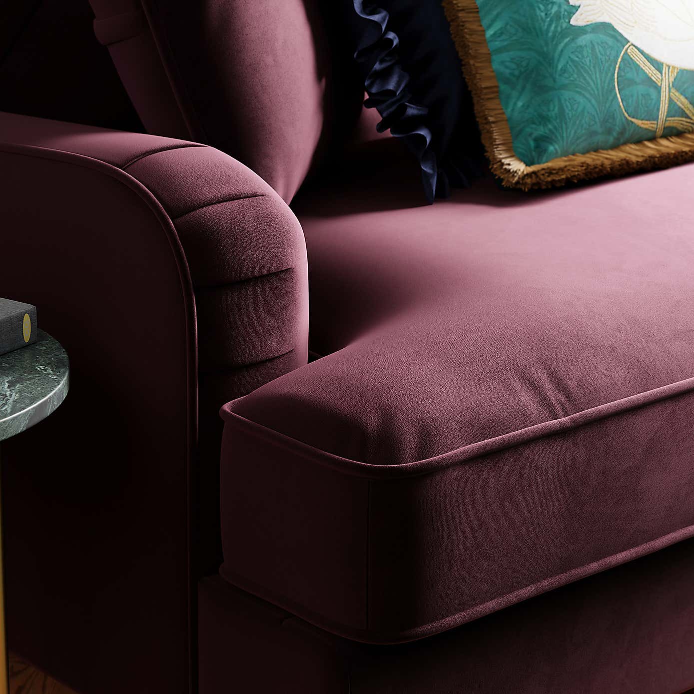 Beatrice Velvet Buttoned 3 Seater Double Sofa Bed