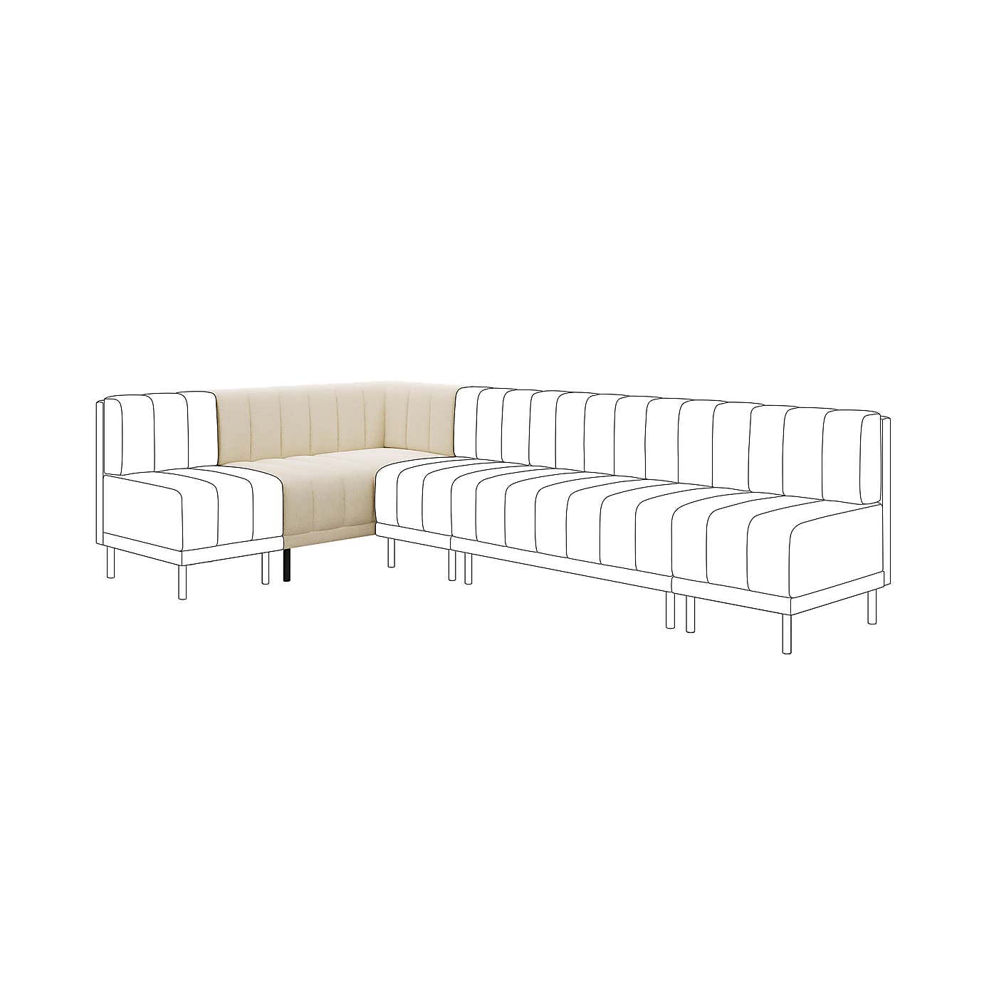 Amali Corner Dining Bench, Boucle