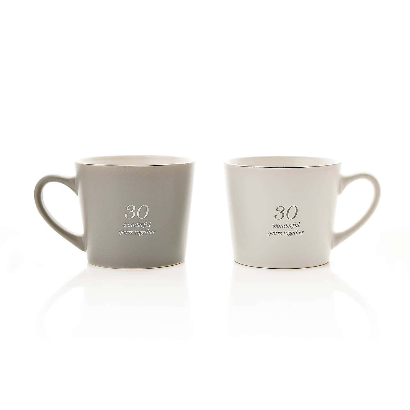 Amore Set of 2 Grey & White 30th Anniversary Mugs