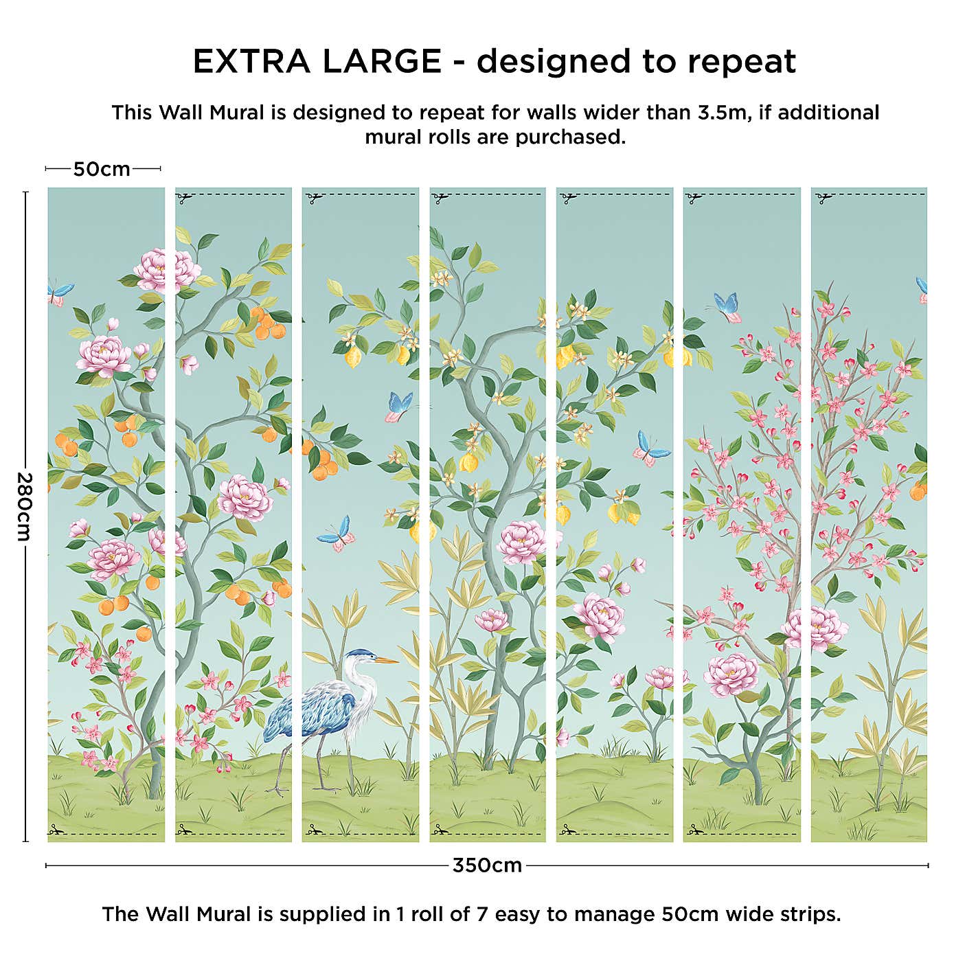 Cranberry and Laine Chinoiserie Floral Wall Mural