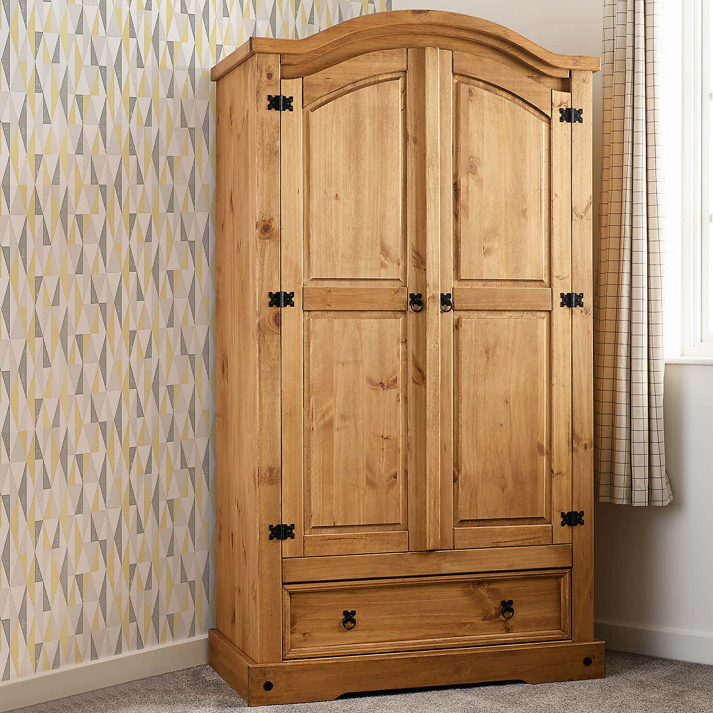 Corona Pine 2 Door 1 Drawer Wardrobe