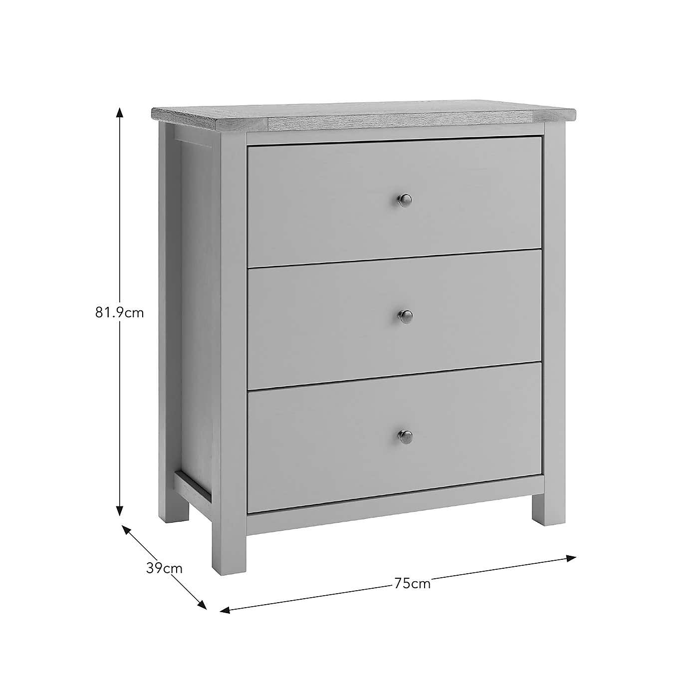 Olney 3 Drawer Chest Stone