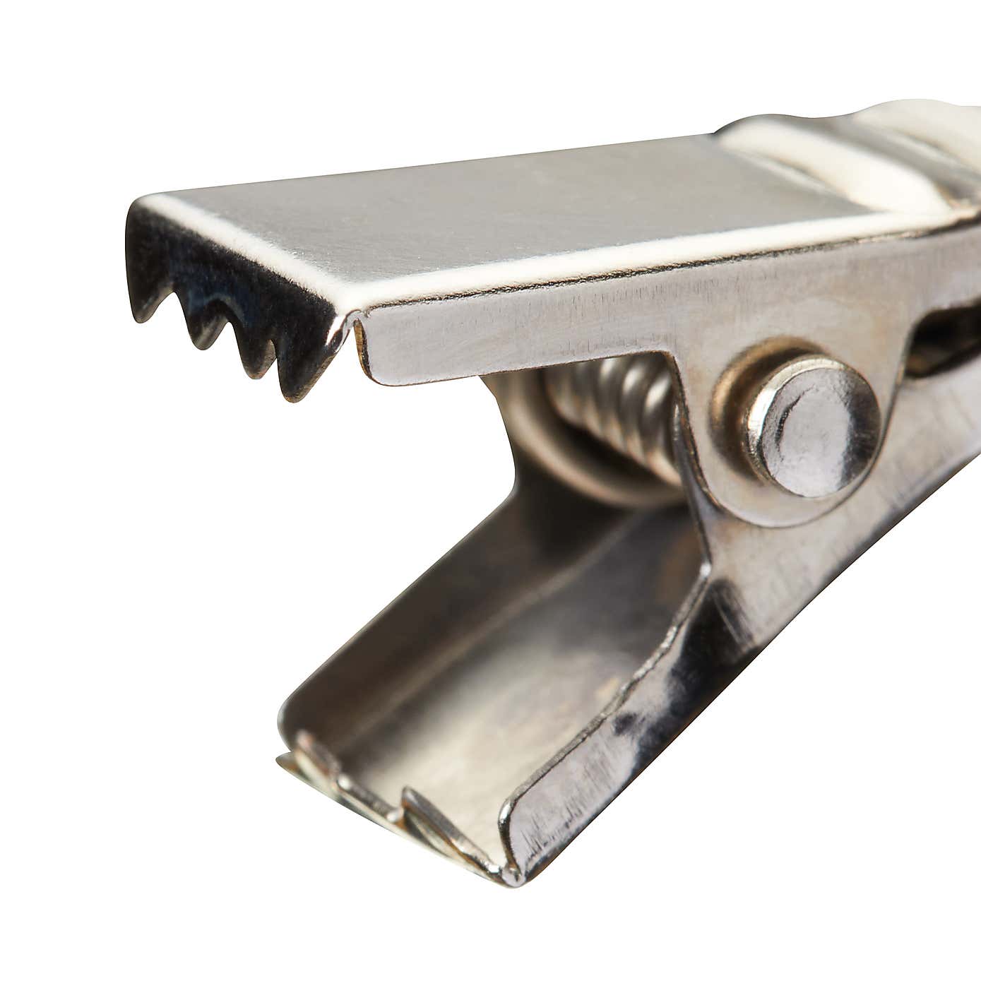 Pack of 6 Satin Steel Curtain Rings with Clips Dia. 25mm