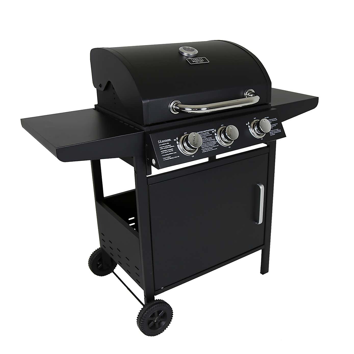 Charles Bentley Steel 3 Burner Gas BBQ