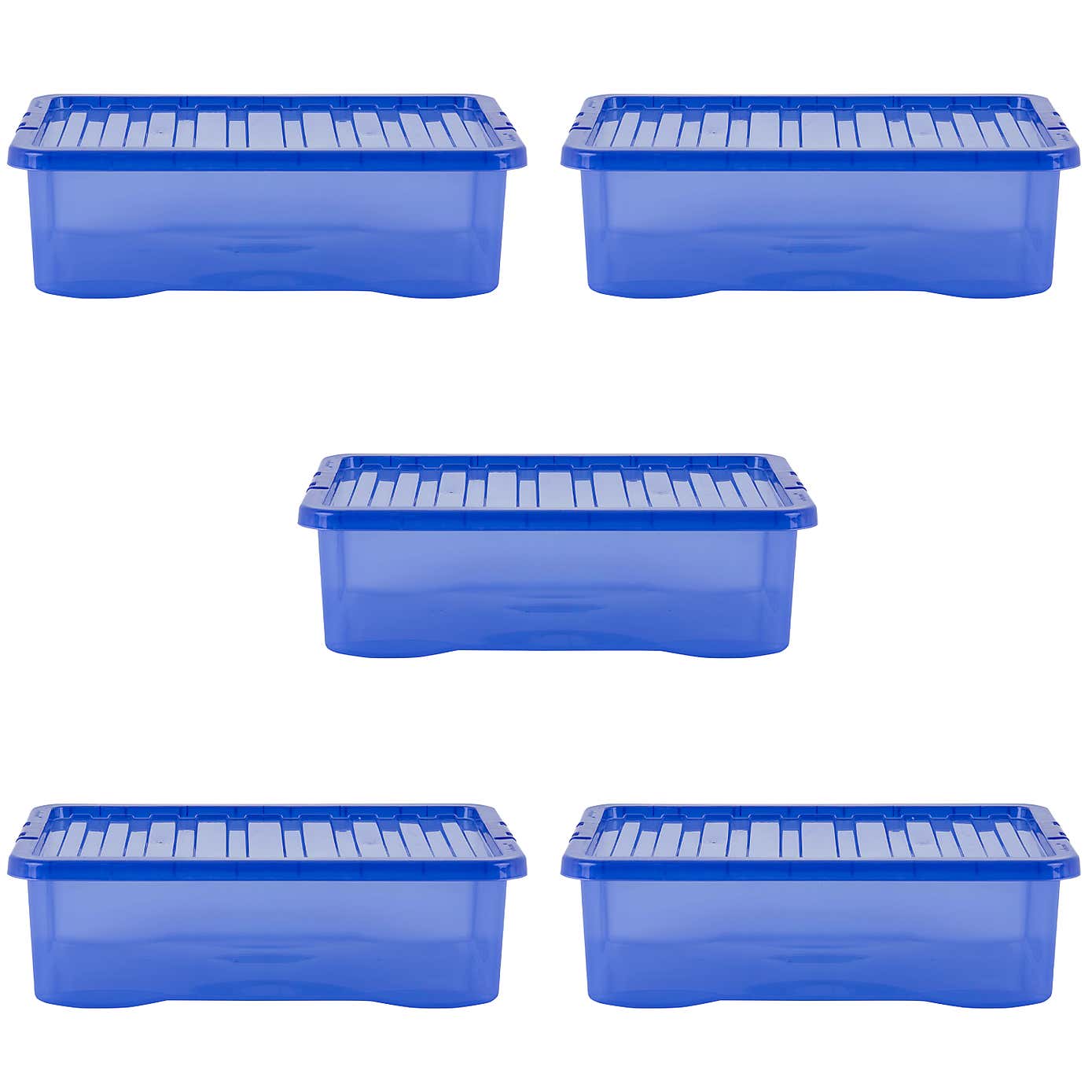 Wham Crystal Set of 5 Underbed Boxes & Lids, 32L